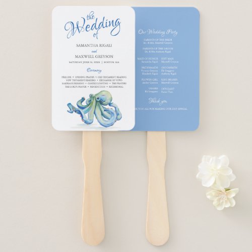 Watercolor Paper Beach Wedding Fan