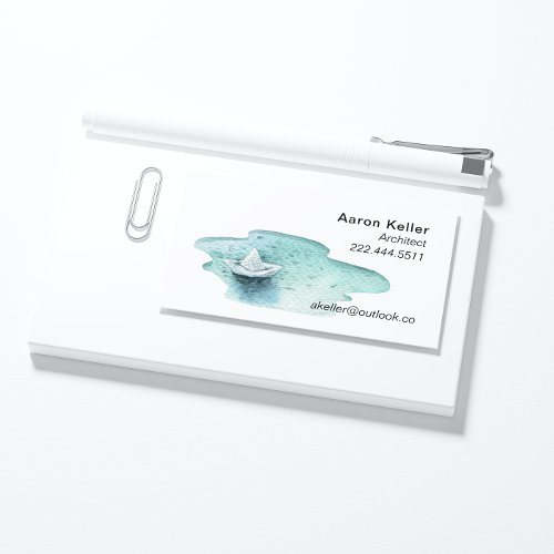 Watercolor Paper Boat Business Cards