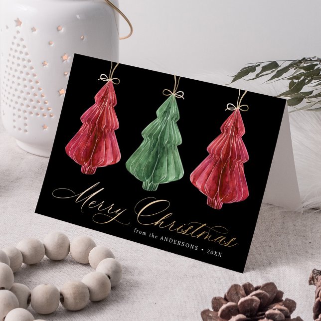 Watercolor Paper Christmas Trees Non-Photo Holiday Card (Creator Uploaded)