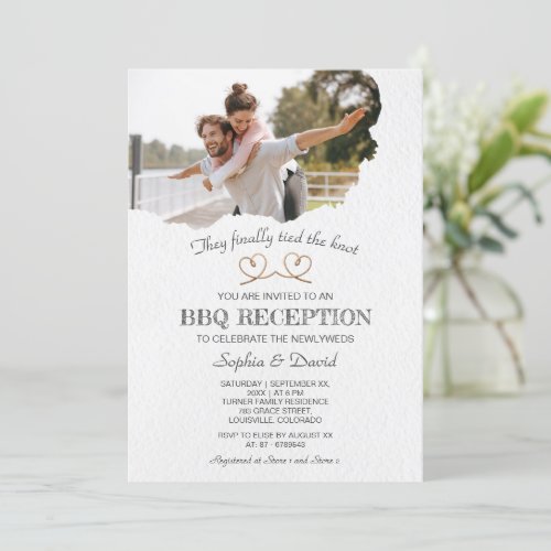 Watercolor Paper Photo Rope We Tied The Knot BBQ  Invitation