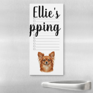 Watercolor Papillon Dog Custom Name Checklist Magnetic Notepad
