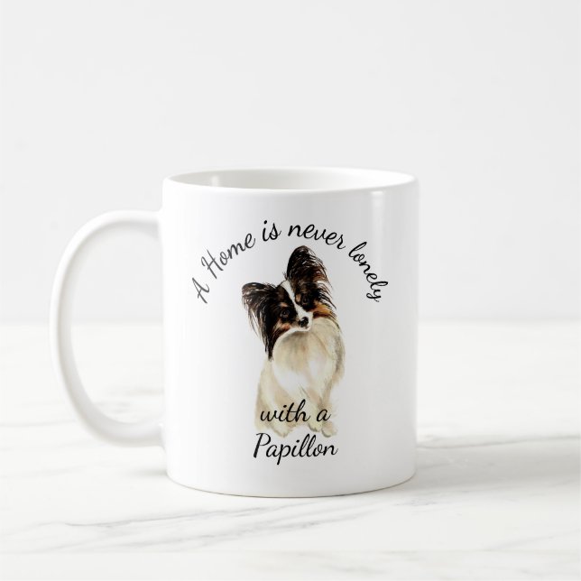 Watercolor Papillon  Dog Pet Animal Coffee Mug (Left)