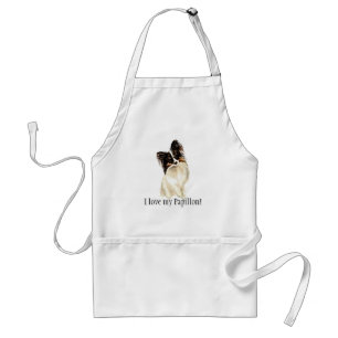 Watercolor Papillon Dog, Pet Love my Adult Apron