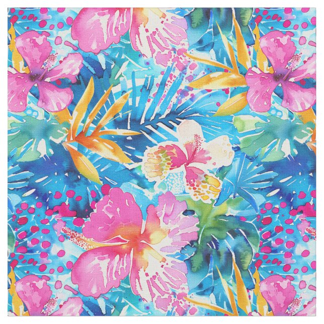 Watercolor Paradise Bloom Fabric (Close Up)