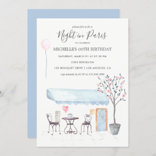 Watercolor Paris Birthday invitation