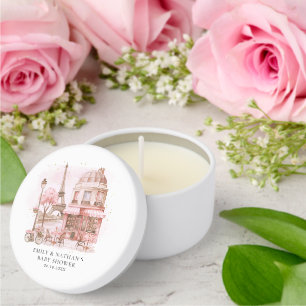 Watercolor Paris Cafe Baby Shower Mini Candle Favors