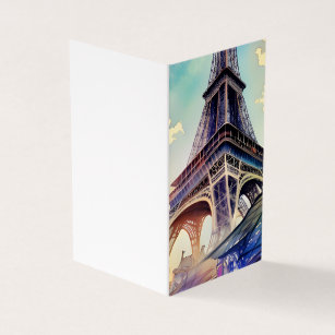 Watercolor Paris Effel Tower Business Card