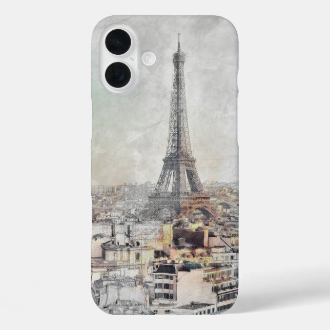 Watercolor Paris Eiffel Tower  – Iconic Landmark  Case-Mate iPhone Case (Back)