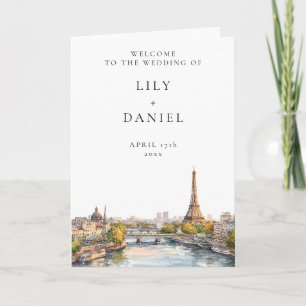 Watercolor Paris France Elegant Wedding Program