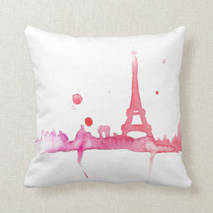 Watercolor Paris Pillow By Megaflora