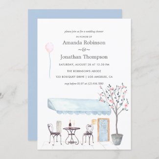 Watercolor Paris themed Wedding Shower invitation