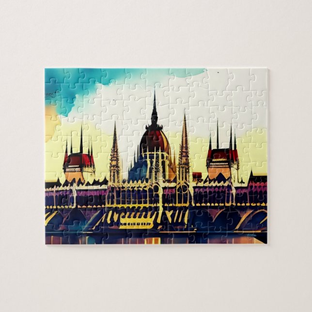 Watercolor Parliament of Budapest Jigsaw Puzzle (Horizontal)