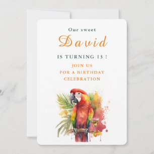 Watercolor Parrot - Birthday Invitation Card