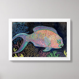Watercolor Parrot Fish Poster