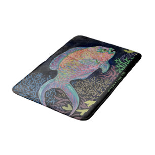 Watercolor Parrotfish Bath Mat