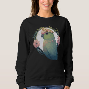 Watercolor Parrotlet Parakeet Bird Flower Crown Pe Sweatshirt