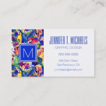 Watercolor Parrots | Add Your Name Business Card by tropicaldelight at Zazzle