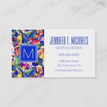Watercolor Parrots | Add Your Name Business Card
