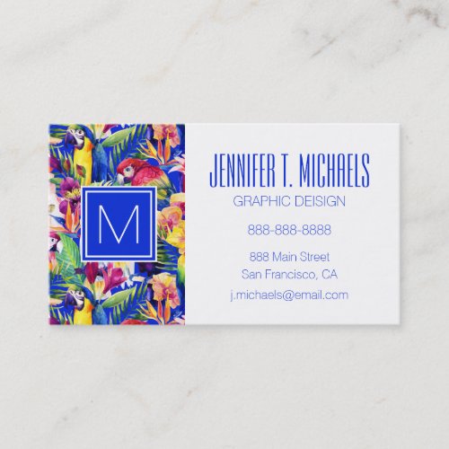 Watercolor Parrots  Add Your Name Business Card