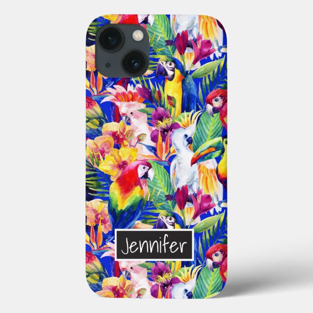 Watercolor Parrots | Add Your Name Case-Mate iPhone Case (Back)