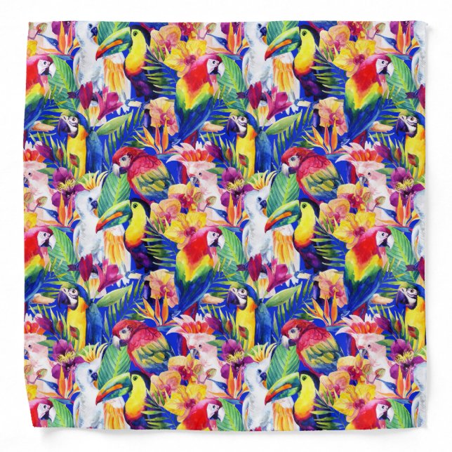 Watercolor Parrots Bandana (Front)