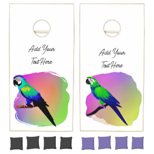 Watercolor Parrots Personalized Cornhole Set