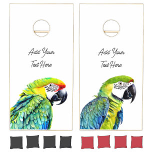 Watercolor Parrots Personalized Cornhole Set