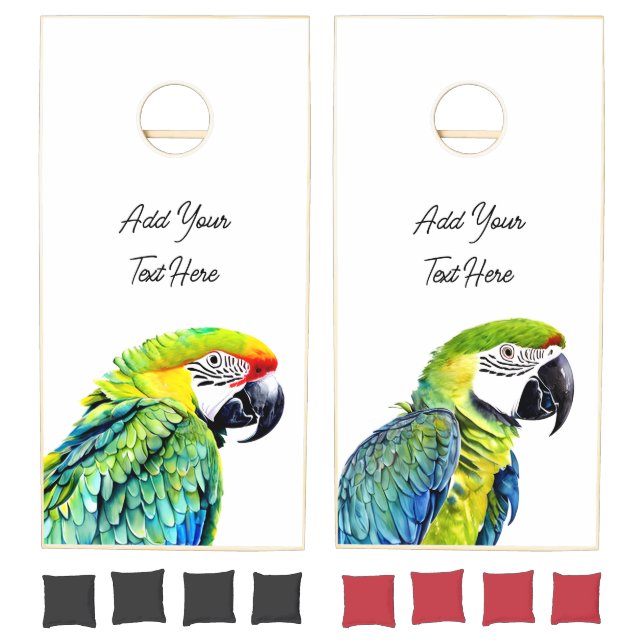 Watercolor Parrots Personalized Cornhole Set (Set)