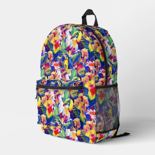 Watercolor Parrots Printed Backpack