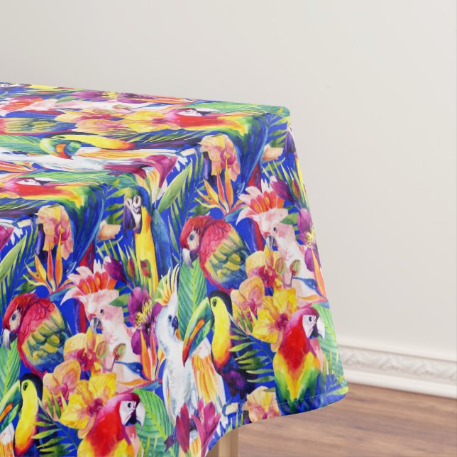 Watercolor Parrots Tablecloth (In Situ)