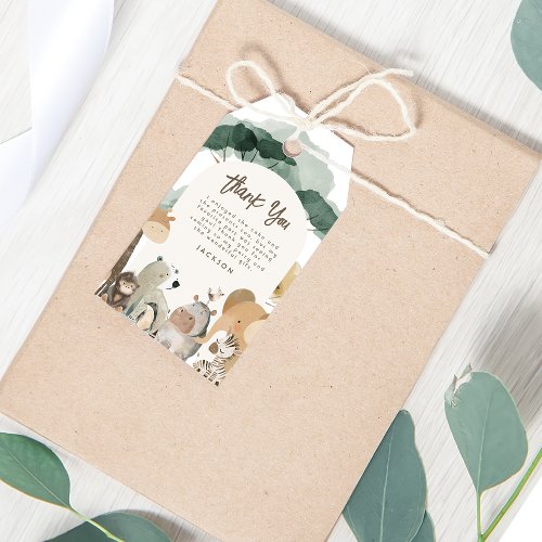 Watercolor Party Animals Photo Birthday Party Gift Tags