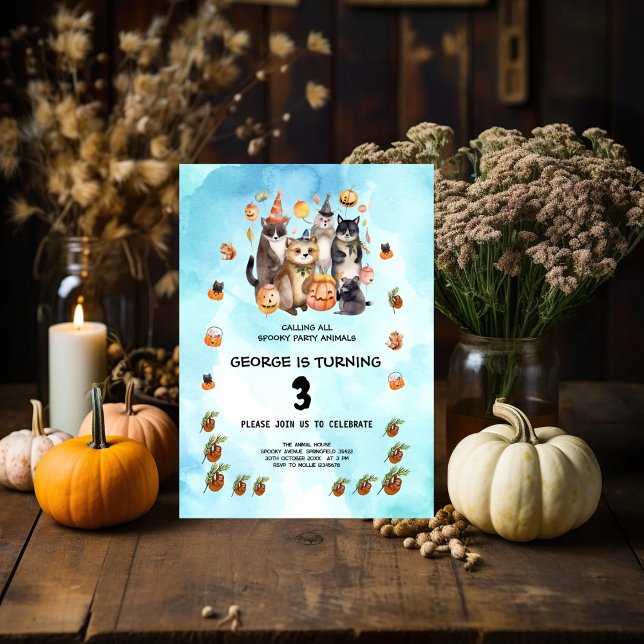 WATERCOLOR PARTY ANIMALS THEME KIDS BIRTHDAY PARTY INVITATION (Creator Uploaded)