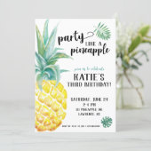 Watercolor Party Like A Pineapple Birthday Invitation (Standing Front)