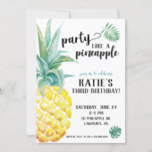Watercolor Party Like A Pineapple Birthday Invitation (Front)