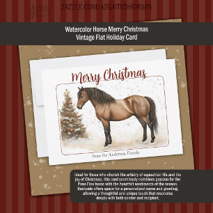 Watercolor Paso Horse Merry Christmas Vintage Holiday Card