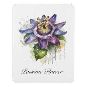 Watercolor Passion Flower Botanical Welcome Door Sign