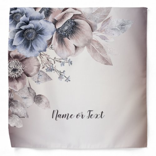 Watercolor Pastel Blue Beige Flower Elegant Rustic Bandana