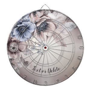 Watercolor Pastel Blue Beige Flowers Elegant Dart Board
