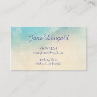 Watercolor Pastel Blues Pink  Custom Business Card