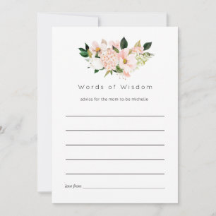 Watercolor Pastel Blush Pink Floral Bridal Shower Advice Card