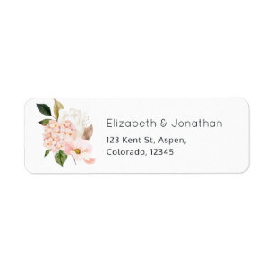 Watercolor Pastel Blush Pink Floral Wedding Label