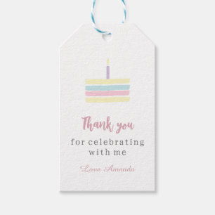 Watercolor pastel boho cake Birthday Thank you Gift Tags