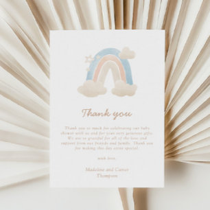 Watercolor Pastel Boho Rainbow Baby Shower Thank You Card