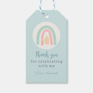 Watercolor pastel boho rainbow Birthday Thank Gift Tags