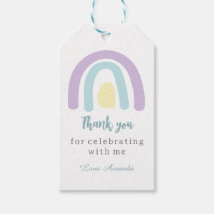 Watercolor pastel boho rainbow Birthday Thank you Gift Tags
