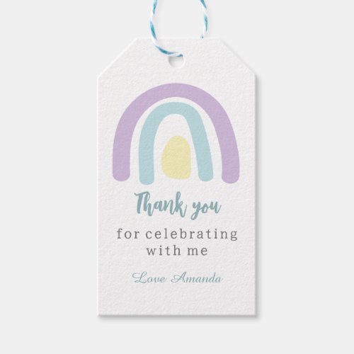 Watercolor pastel boho rainbow  Birthday Thank you Gift Tags