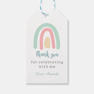 Watercolor pastel boho rainbow Birthday Thank you Gift Tags