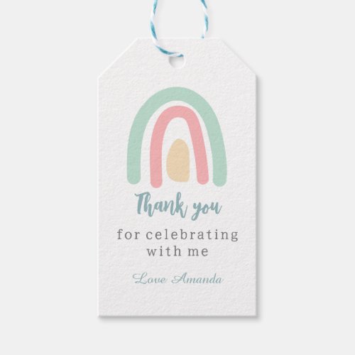 Watercolor pastel boho rainbow  Birthday Thank you Gift Tags