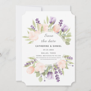 Watercolor Pastel Botanical Tulips Save The Date
