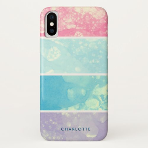 watercolor pastel bubble monogram iPhone x case